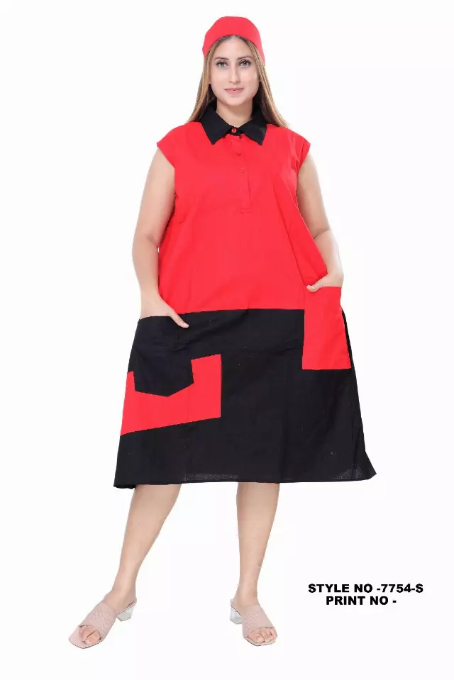 ON SALE!! 7754 Sleeveless Color Block Short Dress (3 PCS PRE-PACK) - $10.00 EACH — One Size (4 - 24) / Red