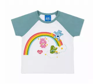 YOUTH GIRLS CAREBEARS RAGLAN T-SHIRT WHITE/BLUE