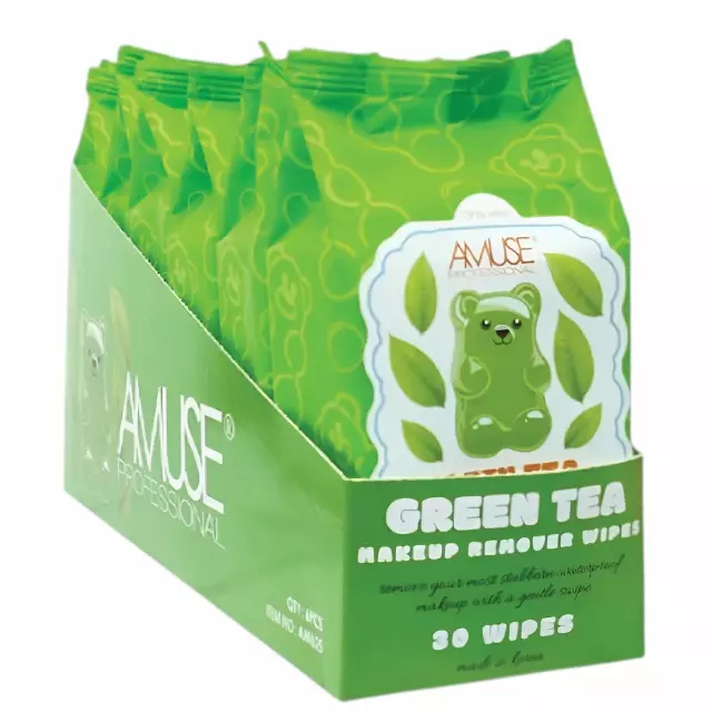 Amuse Makeup Remover Wipes Green Tea - Wholesale Display 6 Units (AM625)