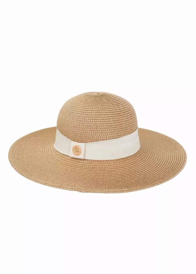 Magid Straw Button Ribbon Floppy Hat — TOAST