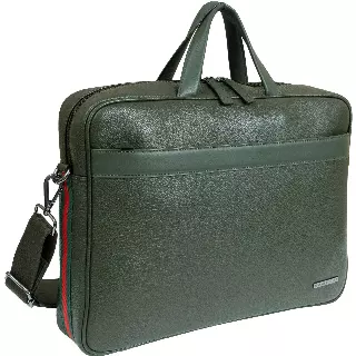 Boarding Pass Hey Handsome 18" Pebble Grain Genuine Leather Briefcase - Olive