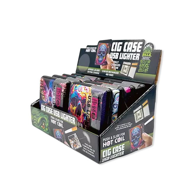 Cigarette Case with USB Coil Lighter - 8 Pieces Per Retail Ready Display 25633