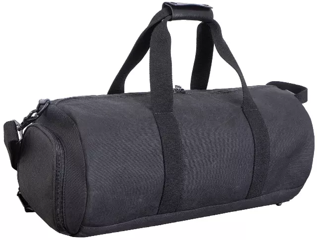 Voyager 20"Waxed Canvas Shoe Pocket Duffel — 100-BLACK WITH SILVER