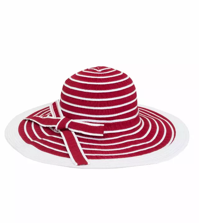 Magid Striped Cotton Foldable Floppy Hat — RED/WHITE