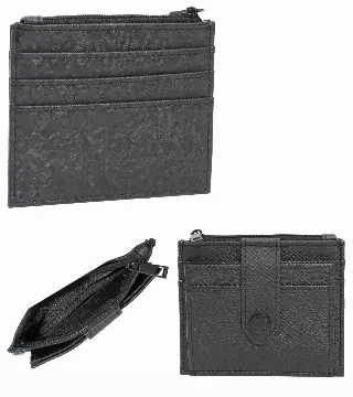 Rebecca & Rifka Saffiano Emblem Snap ID Card Holder — BLACK