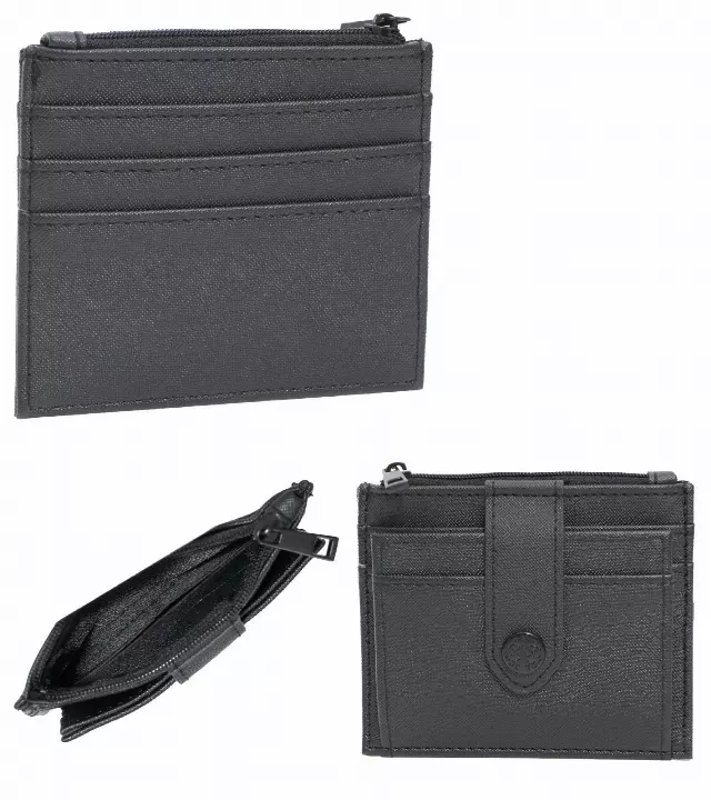 Rebecca & Rifka Saffiano Emblem Snap ID Card Holder — BLACK