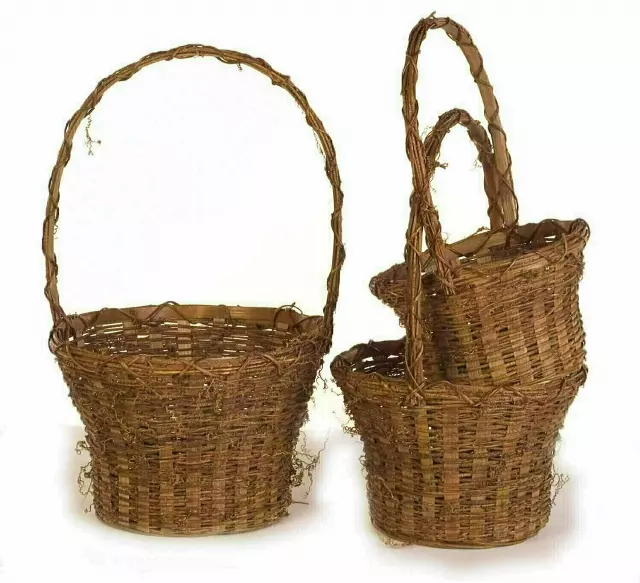 MS1163 – S/3 vine 8”-10”-12” pot basket w/Liner-“sets” -Min 2 sets- Case pk 12