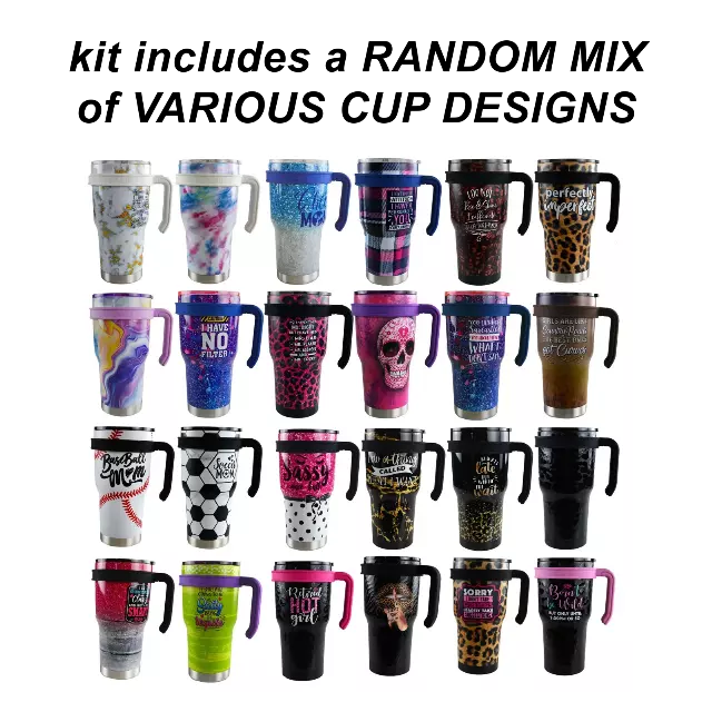 30 oz Insulated Stainless-Steel Cup with Handle and Straw Assortment - 17 Pieces Per Pack 88530