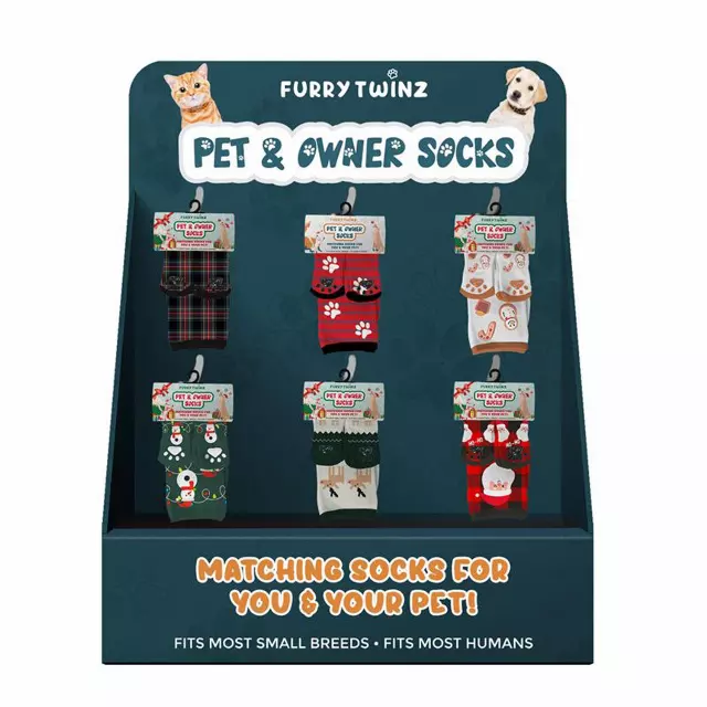 CHRISTMAS 2025 PET & OWNER SOCKS WITH FREE DISPLAY(24-PAIRS)