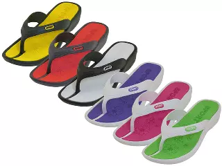 W8830L-A - Wholesale Women's "Easy USA" Soft Comfortable 2 Tone Color Mid-Heel Rubber Thong Sandal — Assorted - 6 (W8830L-A) / 6-11 Assorted