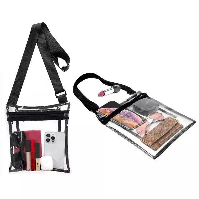 Clear Crossbody Bag Purse With Adjustable Strap — Black