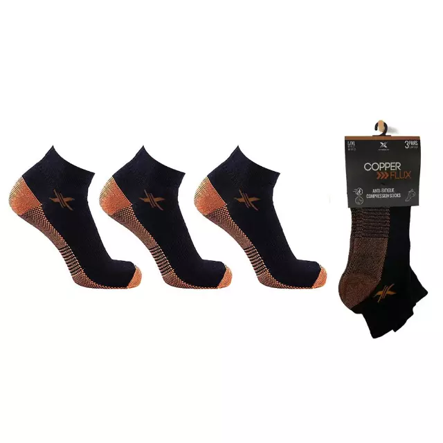 Copper-Infused Compression Socks (3-PAIRS PACKED TOGETHER) — Black / Large/XL