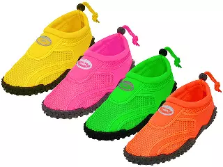 S1155L-A - Wholesale Women's "Wave" Nylon Upper With TPR. Outsole Water Shoes — Assorted - Neon Fuchsia, Orange, Green & Yellow (S1155L-A) / 10