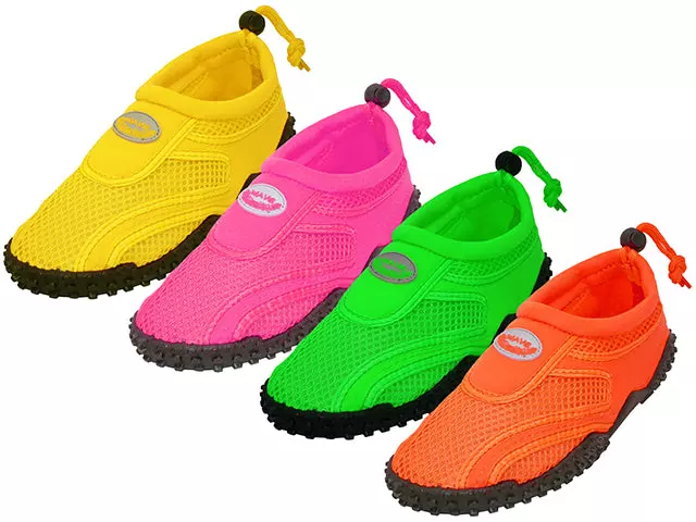 S1155L-A - Wholesale Women's "Wave" Nylon Upper With TPR. Outsole Water Shoes — Assorted - Neon Fuchsia, Orange, Green & Yellow (S1155L-A) / 6