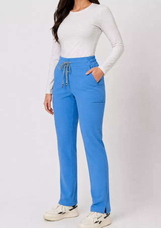 Ariana | High-Waisted Slim Straight Scrub Pants — Ceil / M