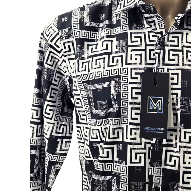 Megaannum - Men’s Printed Casual Shirt – Regular Fit Spread Collar