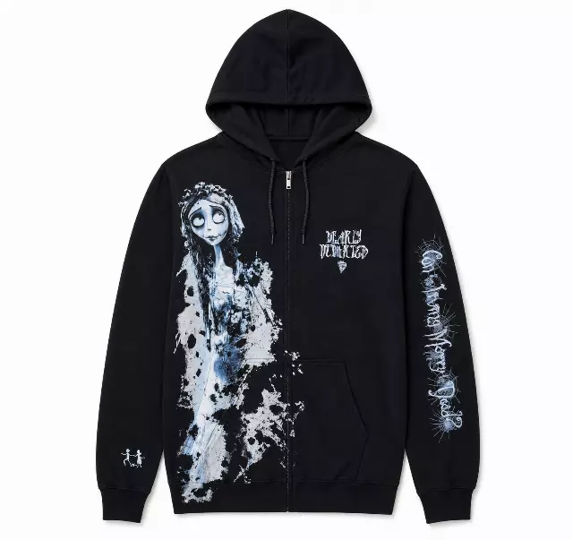 THE CORPSE BRIDE DEARLY ZIP HOODIE BLACK JCAS2130