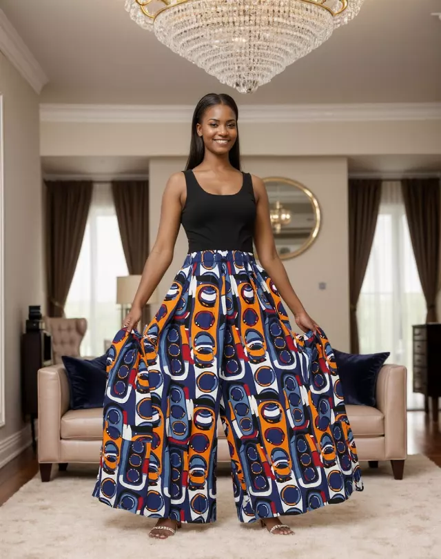 240 - NEW PRINT ALERT!! Ankara Palazzo Pants With Big Side Pockets (3 PCS PRE-PACK) - $20.00 Each — One Size (4 - 24) / Print-666