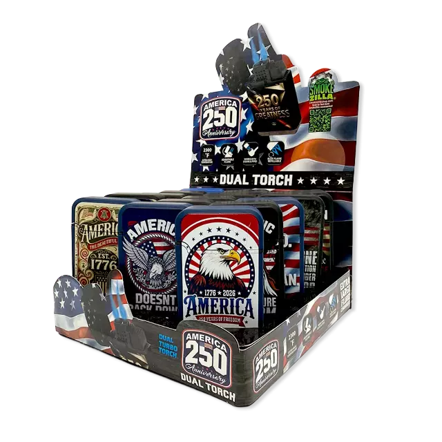 Patriotic USA 250 Dual Torch Lighter - 15 Pieces Per Retail Ready Display 26420
