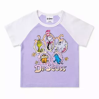 YOUTH GIRLS DR SEUSS RAGLAN T-SHIRT LAVENDER/WHITE