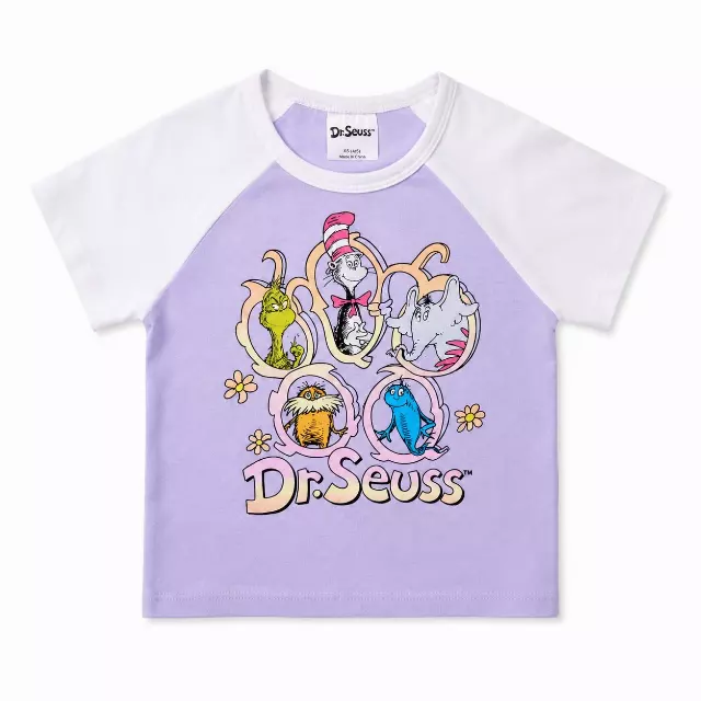 YOUTH GIRLS DR SEUSS RAGLAN T-SHIRT LAVENDER/WHITE