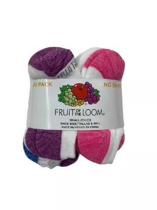 #4-F-10112 Fruit of the Loom Girl’s No Show Socks (Small) – $3.50 per pack of 20 (6 Packs)