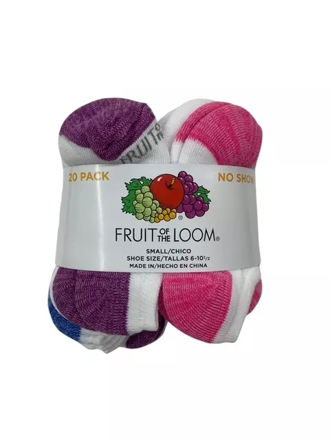 #4-F-10112 Fruit of the Loom Girl’s No Show Socks (Small) – $3.50 per pack of 20 (6 Packs)