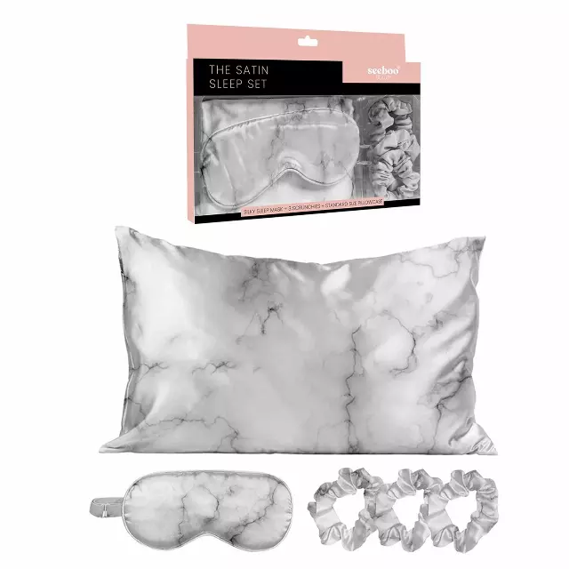 Satin Self Care Sleep Set — Marble