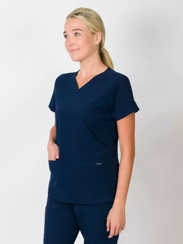 Sofia | Slim 3 Pocket Scrubs Top — Indigo / 2XL
