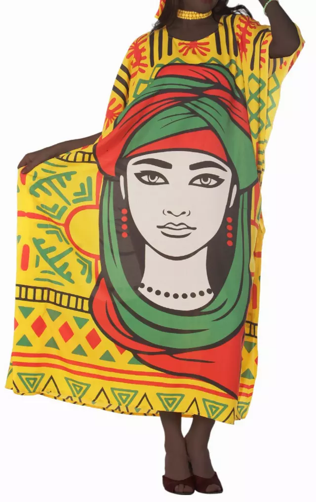 PNA-1382 Women's Face Long Kaftan Dress - One Size (12-PCS PRE-PACK) - $7 Each