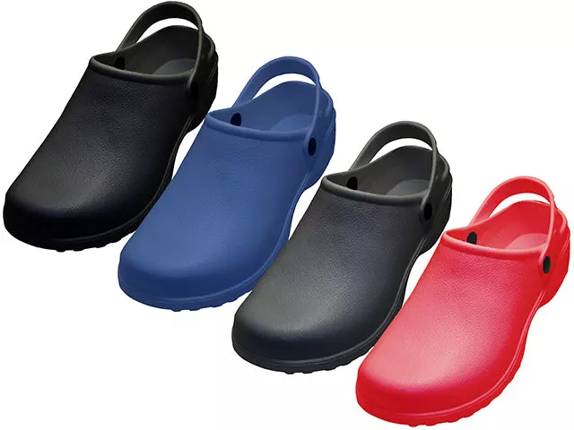 S2390L - Women's "Sport" Close Toe Rubber Nurses Clogs — Assorted - Black, Navy Dark Gray & Red (S2390L-D1) / 6-11 Assorted
