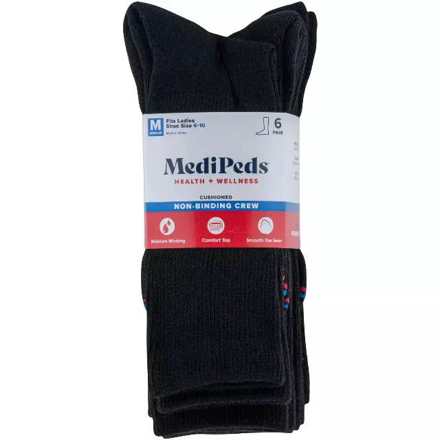 #6-MP-1724901 Women’s MediPeds Half Cushion Crew Socks(size 6 -10) – $2.00 per pack of 6(12 Packs)