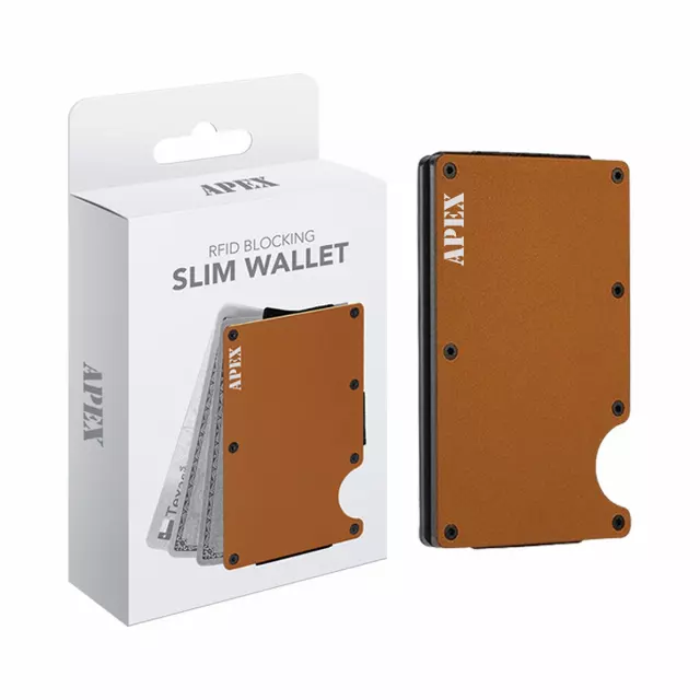 RFID Blocking Minimalist Scratch Resistant Slim Credit Card — Brown