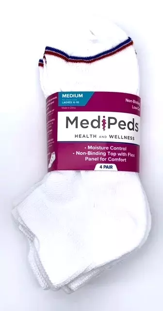 #6-MP-8347 MediPeds Low Cut Socks 9-11 – $.75 per 4 pair pack (20 Packs)