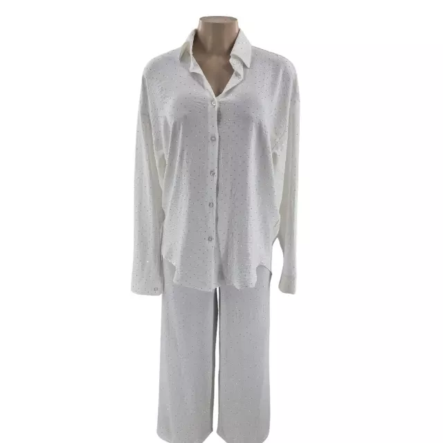 Chicaluv - Women's Shirt Collar Co-Ord Set – Slip-On Top & Relaxed Trousers Loungewear/Night Suit Ensemble XV0645
