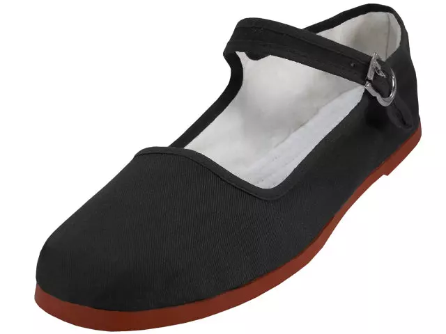 T2-114L - Women's "Easy USA" Cotton Upper Classic Mary Jane Shoes — Black (T2-114L-B) / 38