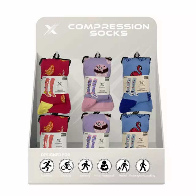 COMPRESSION SOCKS WITH FREE DISPLAY (24-PAIRS) · SKU XX-DIS-ZIL