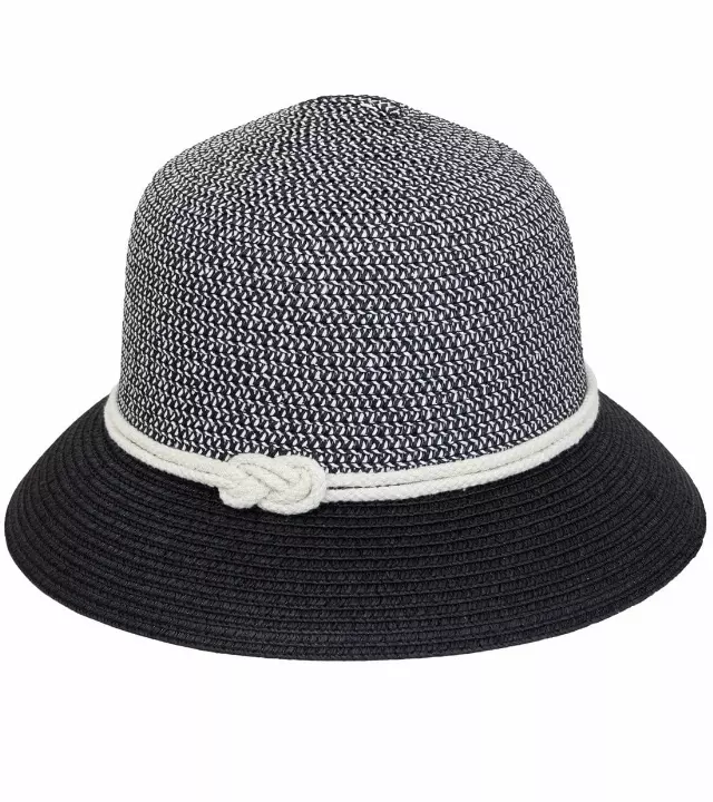 Magid Rope Two Tone Straw Bucket Hat — BLACK