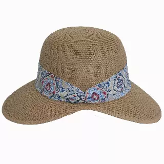 Magid Geometric Print Ribbon Straw Garden Hat — TOAST