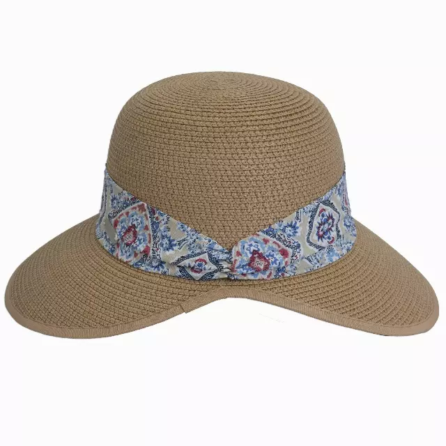 Magid Geometric Print Ribbon Straw Garden Hat — TOAST