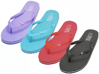S8069L - Women's "Easy USA" Soft Comfortable Rubber Zori Flip Flops — Assorted - Black, Purple, Red & Blue (S8069L-A) / S-XL Assorted