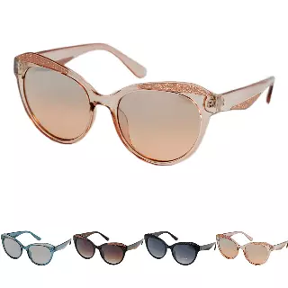 Glitter Accent Cat-Eye Sunglasses with Translucent Frames and UV400 SK10475