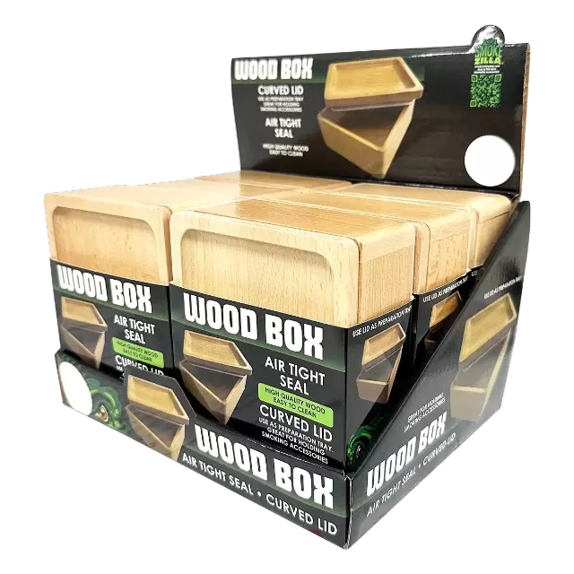 Wood Storage Box with Wood Tray Lid- 6 Pieces Per Retail Ready Display 25100