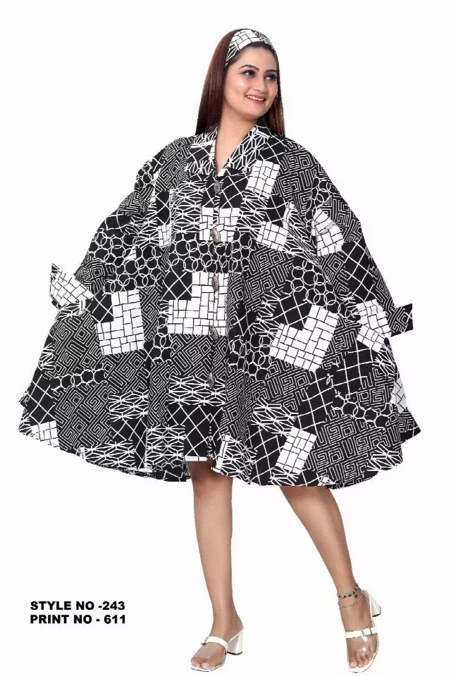 243 - NEW PRINT ALERT Big Button Authentic African Tunic Dress (3 PCS PRE-PACK) - $25.00 EACH — One Size (4 - 24) / Print-611