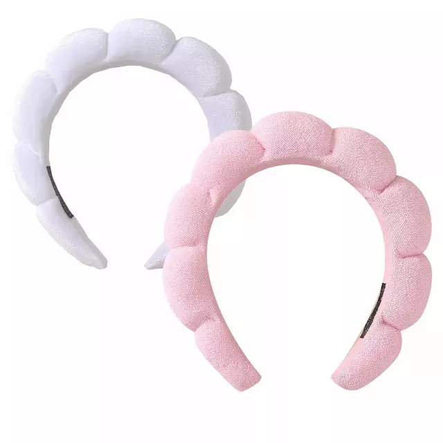 Spa Makeup and Face Washing Headband, Ultra-Absorbent Microfiber Headband for Washing Face, Soft Terry Cloth — Pink