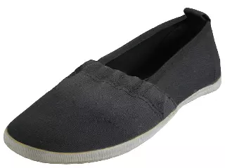 S305G-Bk - Wholesale Girls' Elastic Upper Comfortable Slip-on Canvas Shoes — Black (S305G-Bk) / 11-4 Assorted