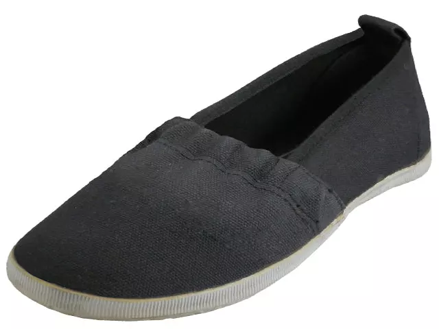 S305G-Bk - Wholesale Girls' Elastic Upper Comfortable Slip-on Canvas Shoes — Black (S305G-Bk) / 12-4 Assorted
