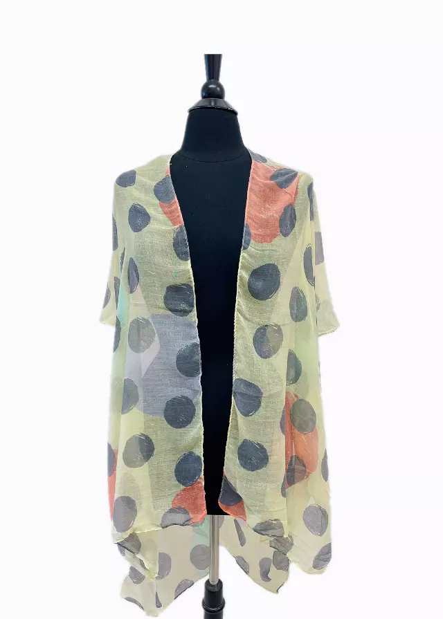 C13 Polka Dots Colorful Spring Kimono — Yellow