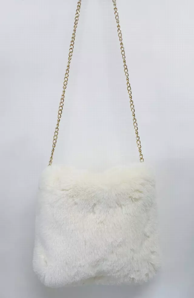 HX503 Faux Fur Crossbody Bag — White