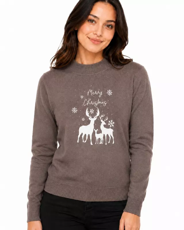 Crewneck Xmas Sweater — Taupe / S/M-L/XL